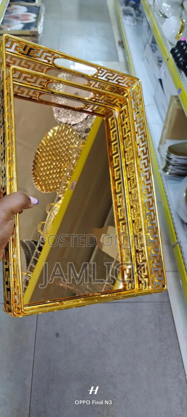 2pcs Mirror Tray Set – Elegant Decorative Serving Trays –Cd - thumbnail 3