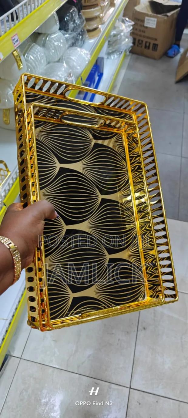 2pcs Mirror Tray Set – Elegant Decorative Serving Trays –Cd - thumbnail 4