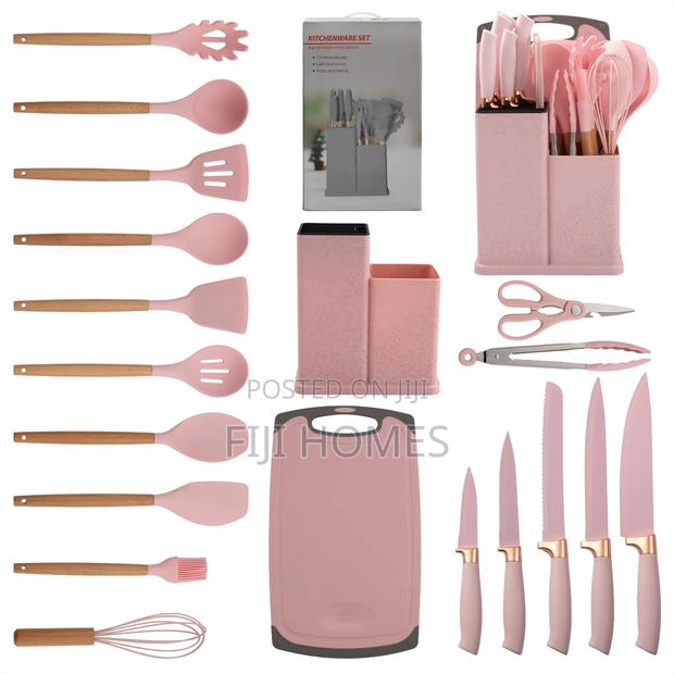 19-Piece Executive Silicone Kitchen Utensil Set – Pink - thumbnail 3