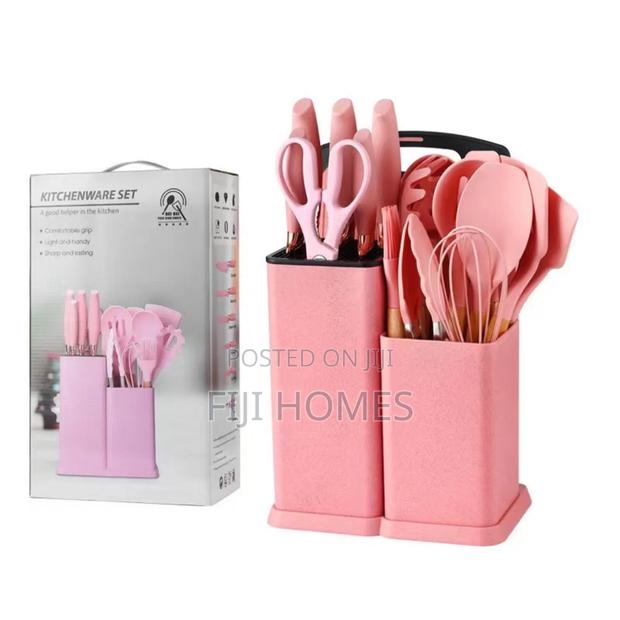 19-Piece Executive Silicone Kitchen Utensil Set – Pink - thumbnail 4
