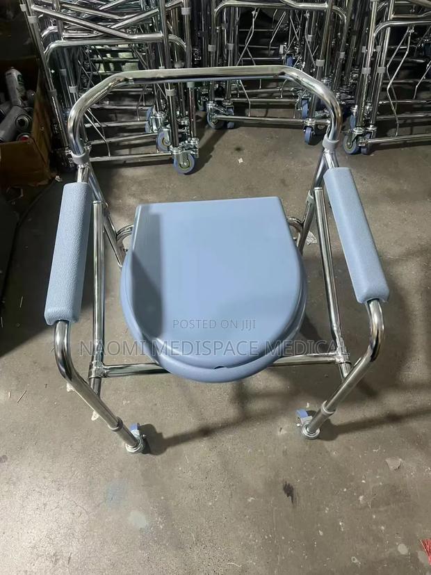 Blue Commode Chair With Wheels