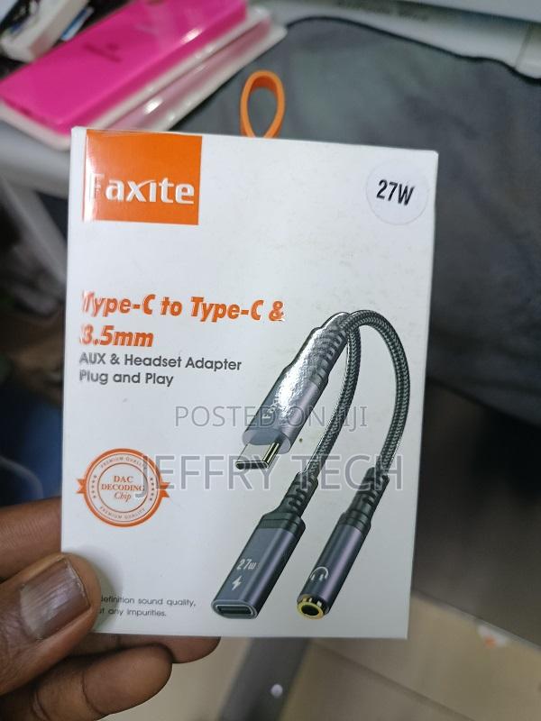Usb C to 3.5mm Headphone and Charger Adapter, 2-in-1 Usb C to Aux Mic