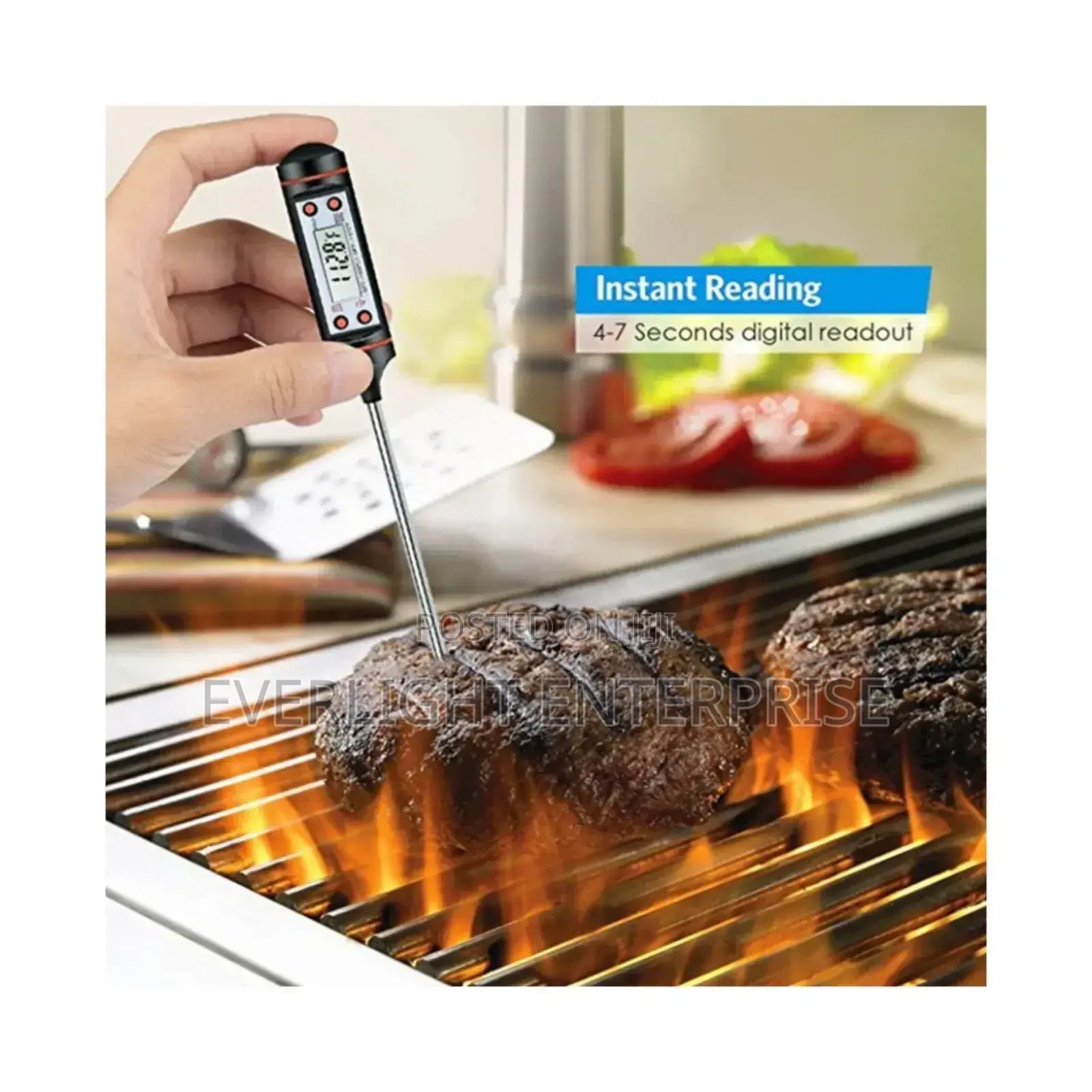 Digital Food Thermometer Battery Operated With Led Display