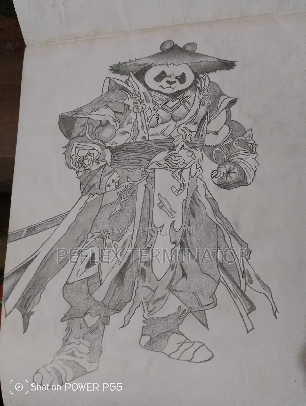 Hand-Drawn Anime Panda Warrior
