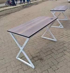 Heavy Duty Metal Frame Desk With Wooden Top – Office Study Table