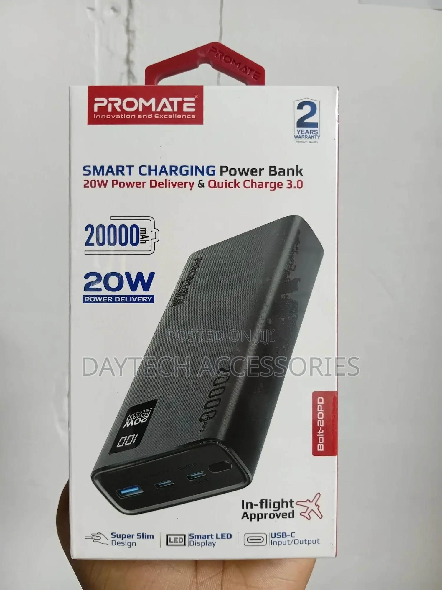 Promate 20000mah Smart Charging Power Bank - Black