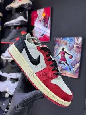 Trophy Room X Air Jordan 1 Low Og "Sail and Varsity Red" Sneaker.