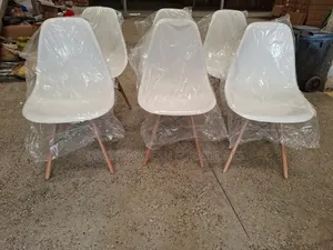Modern White Dining/Accent Chairs With Light Wood Legs
