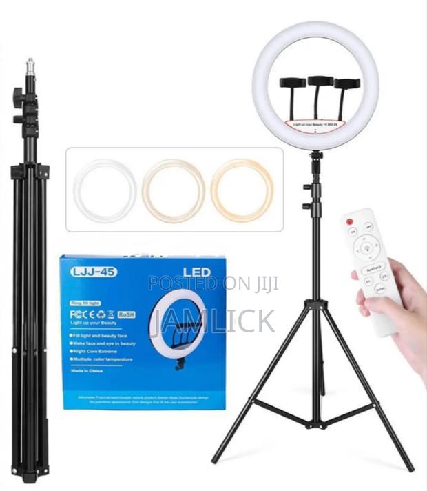 18" 45cm Ring Light With Stand, 3 Modes Remote Control - Dv - main view
