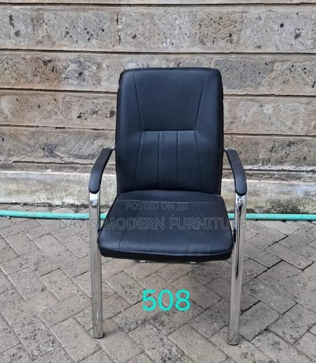 Black Pu Leather Office Chair With Chrome Arms