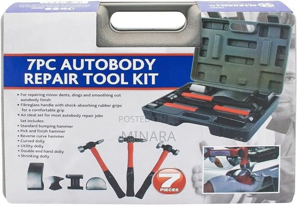 7 Pcs, Panel Beating Set, Car Auto Body Repair, Hammer / Dolly Kit