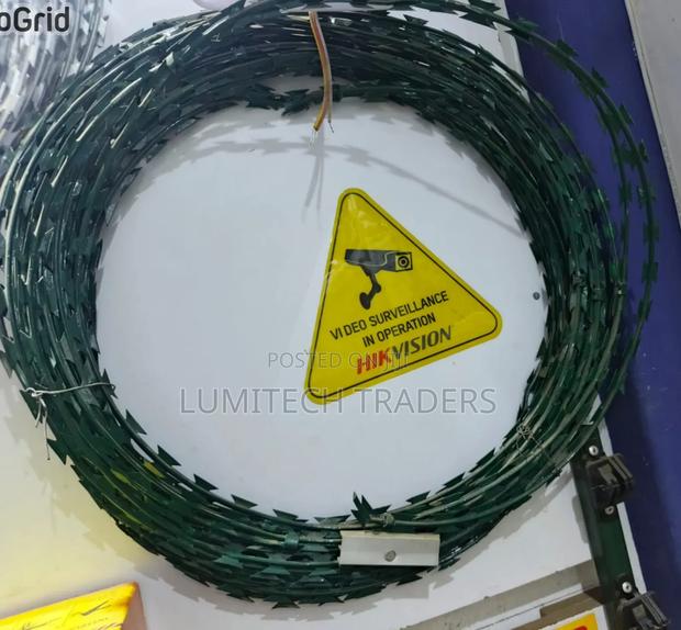 Double Galvanized Green Razor Wire, 10 Meters Per Roll - main view