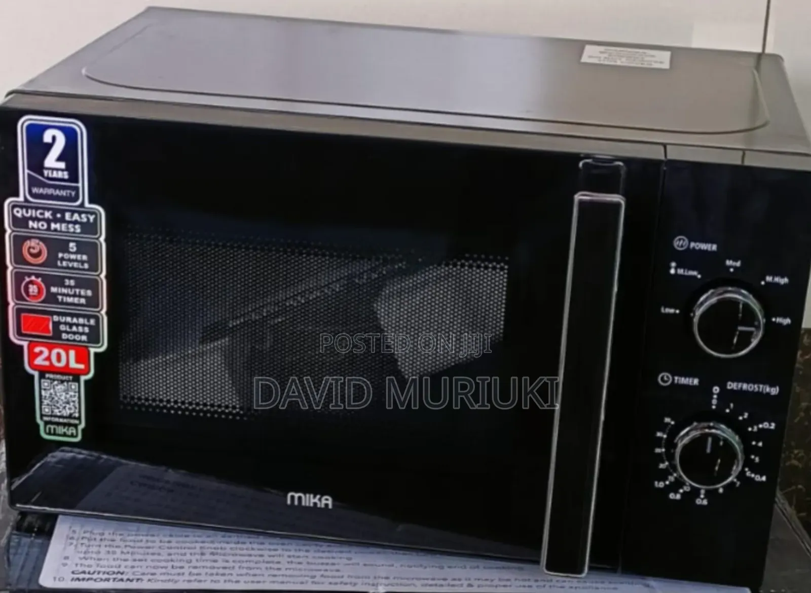 Black 20 Litres Mika Manual Microwave
