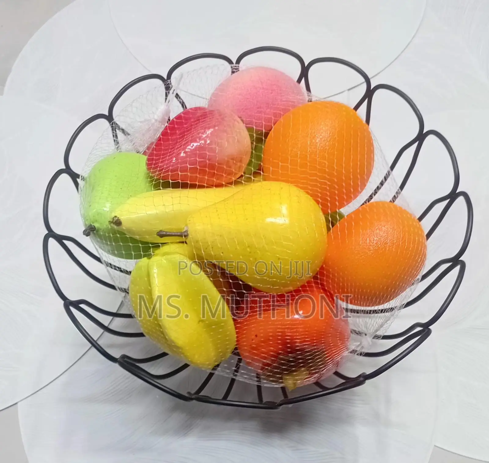 Heavy Duty 30cm Decorative Strong Black Metal Wire Fruit Bowl