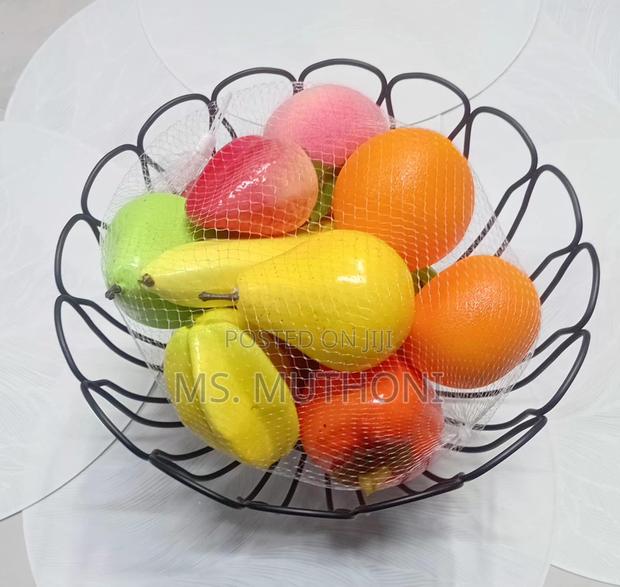 Heavy Duty 30cm Decorative Strong Black Metal Wire Fruit Bowl