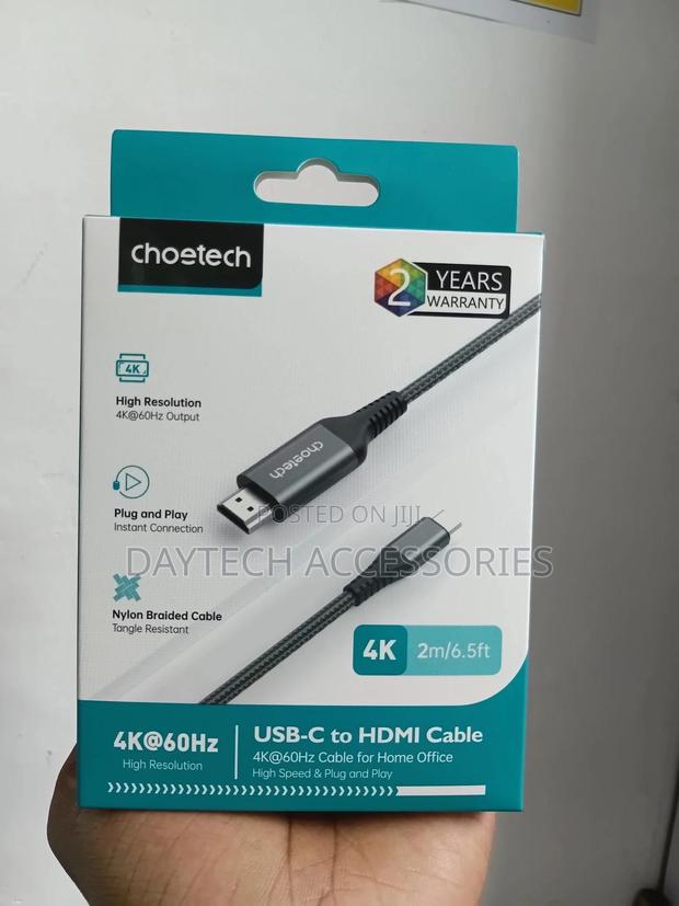 Choetech Usb C to Hdmi Cable( at 60hz) 6.5ft/2m - thumbnail 2