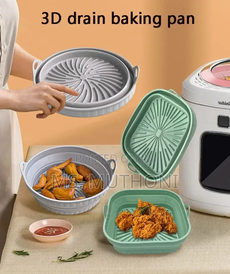 205mm Air Fryer Silicone Pot Round /Square Baking Tray