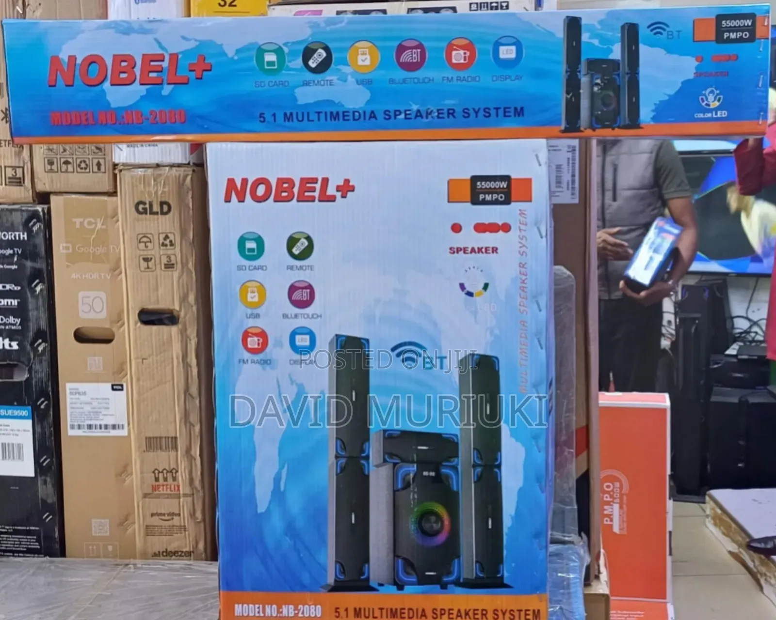 Nobel Tall Boy Speakers-Bt Hometheare-55000w Pmpo- Nb 2080