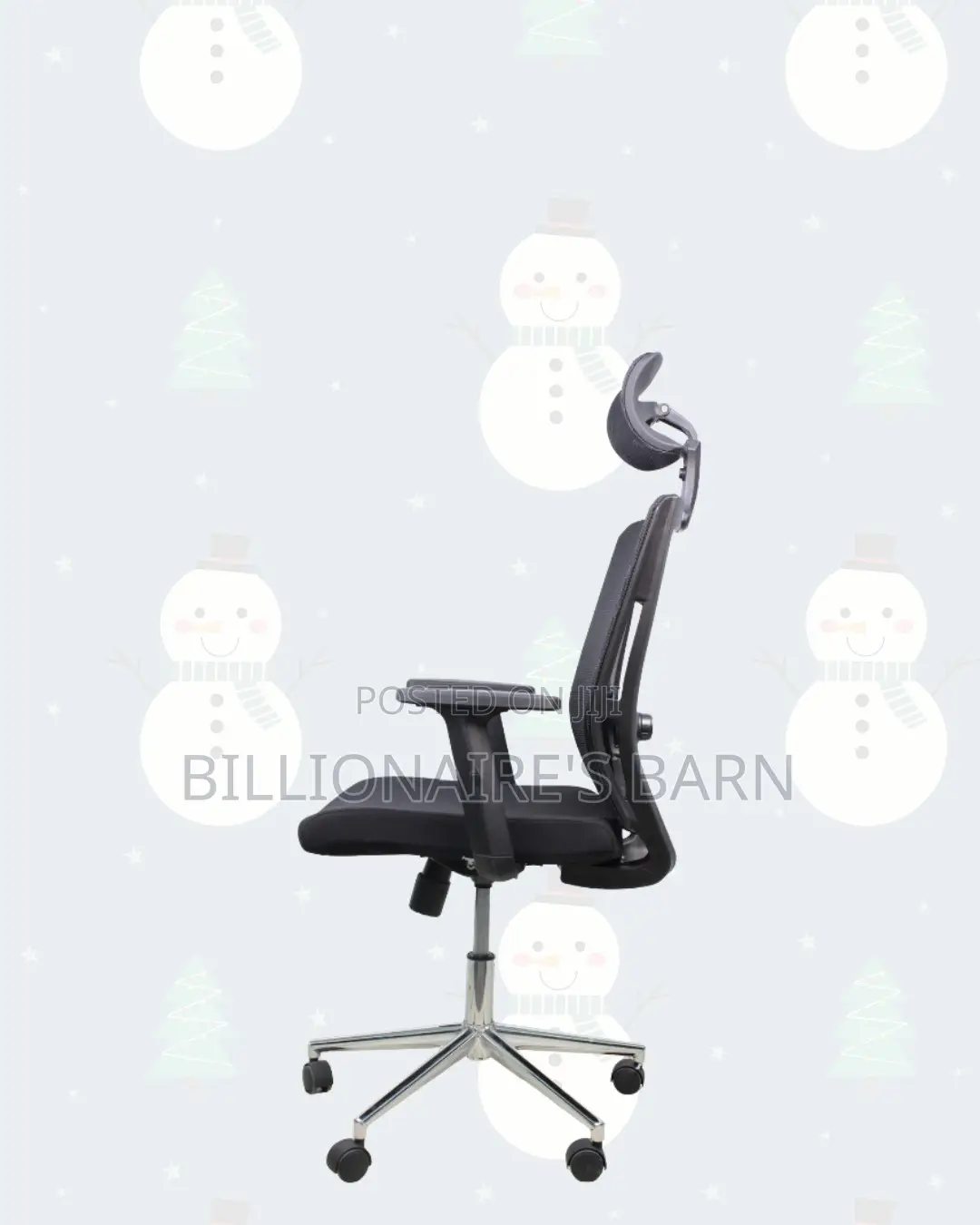 Black Ergonomic Work Chair — Posture Support, Chrome Base Stability