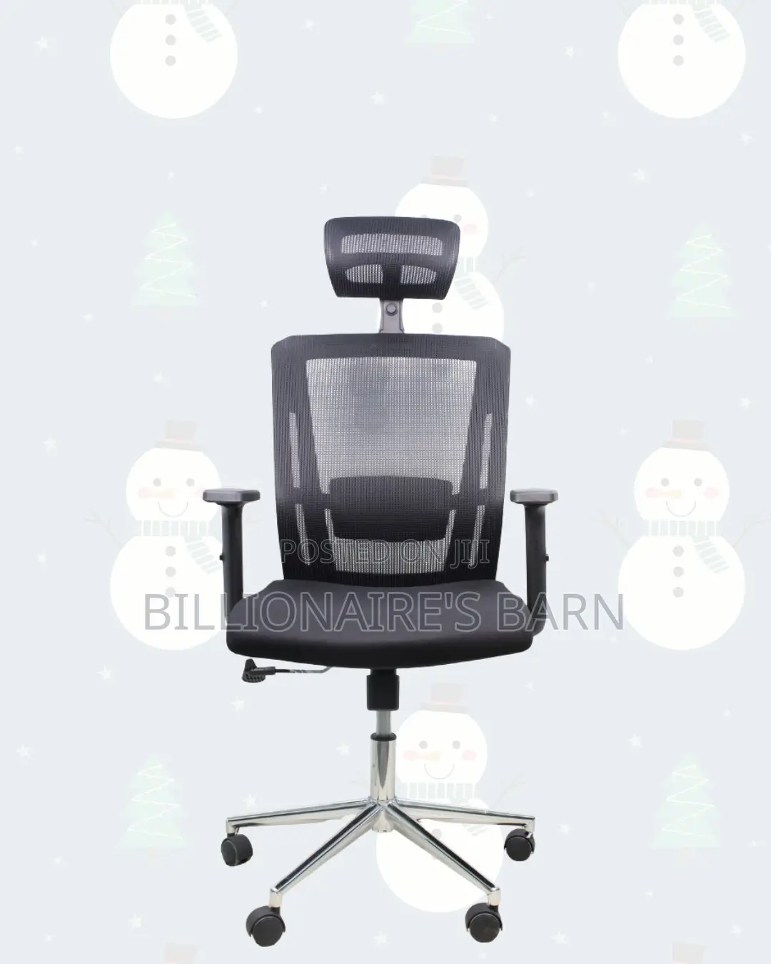 Black Ergonomic Work Chair — Posture Support, Chrome Base Stability