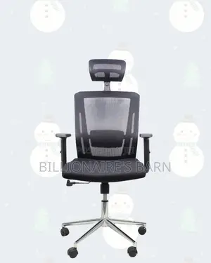 Black Ergonomic Work Chair — Posture Support, Chrome Base Stability