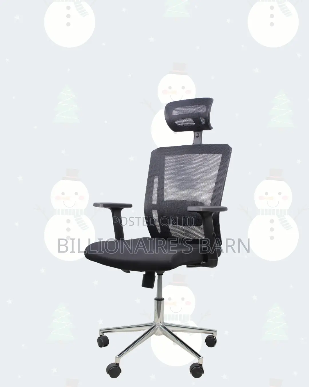 Black Ergonomic Work Chair — Posture Support, Chrome Base Stability