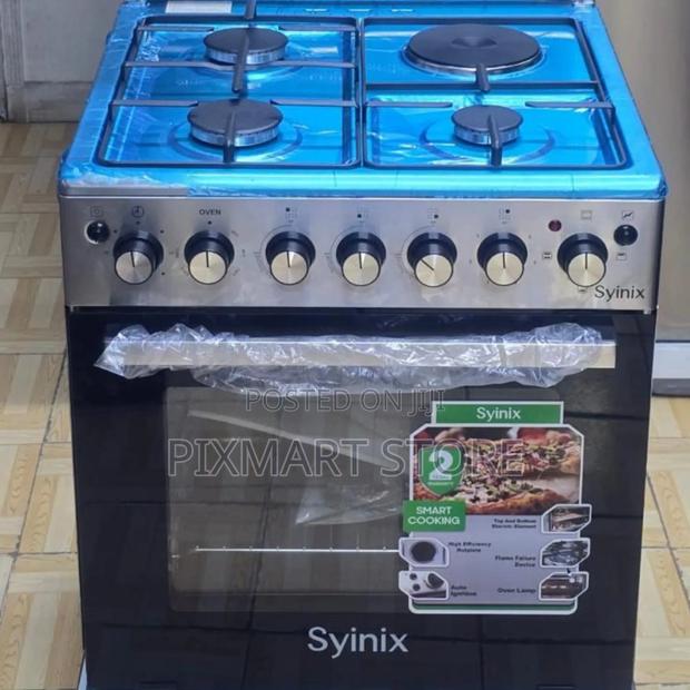 Syinix 60×60 Cooker 3+1 – 3 Gas Burners, Electric Plate Oven - main view