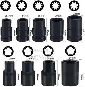 17 Pcs, Brake Caliper Sockets and Bit Master Set Hex/Pentagon Removal