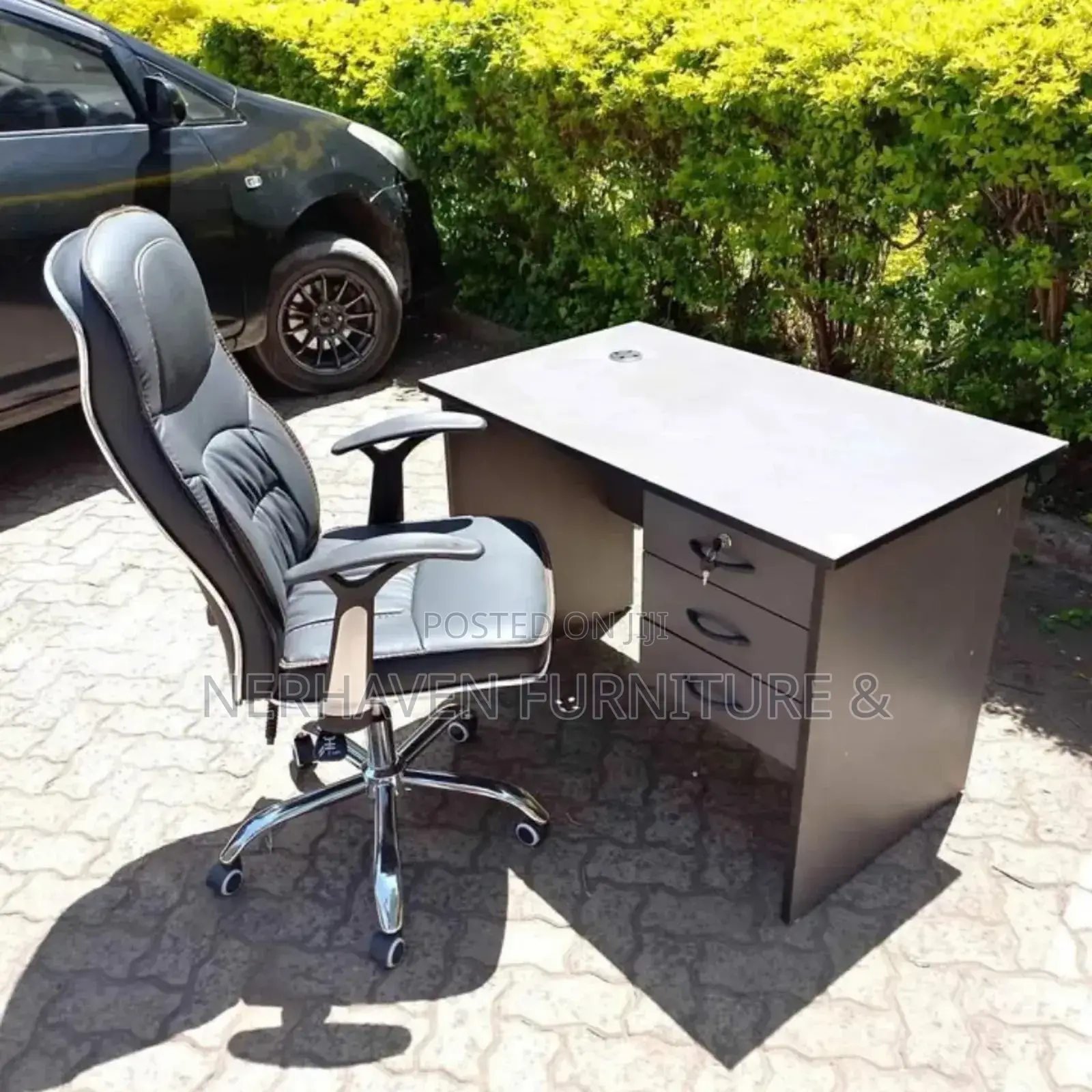 Leather Office Chair 1.6m Desk – Complete Executive Workstation