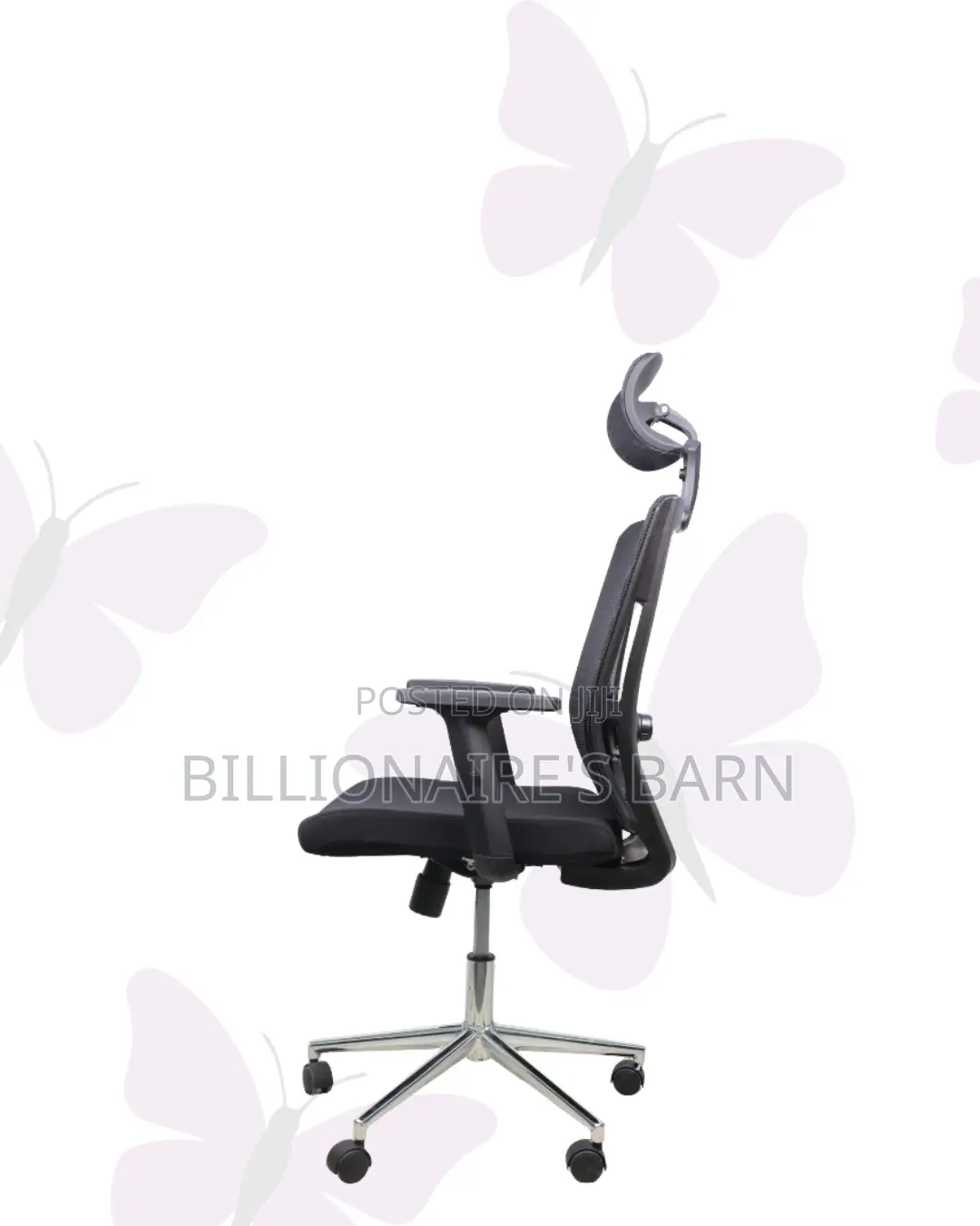 Black Ergonomic Work Chair • Office-Ready Style, Chrome Base Stability
