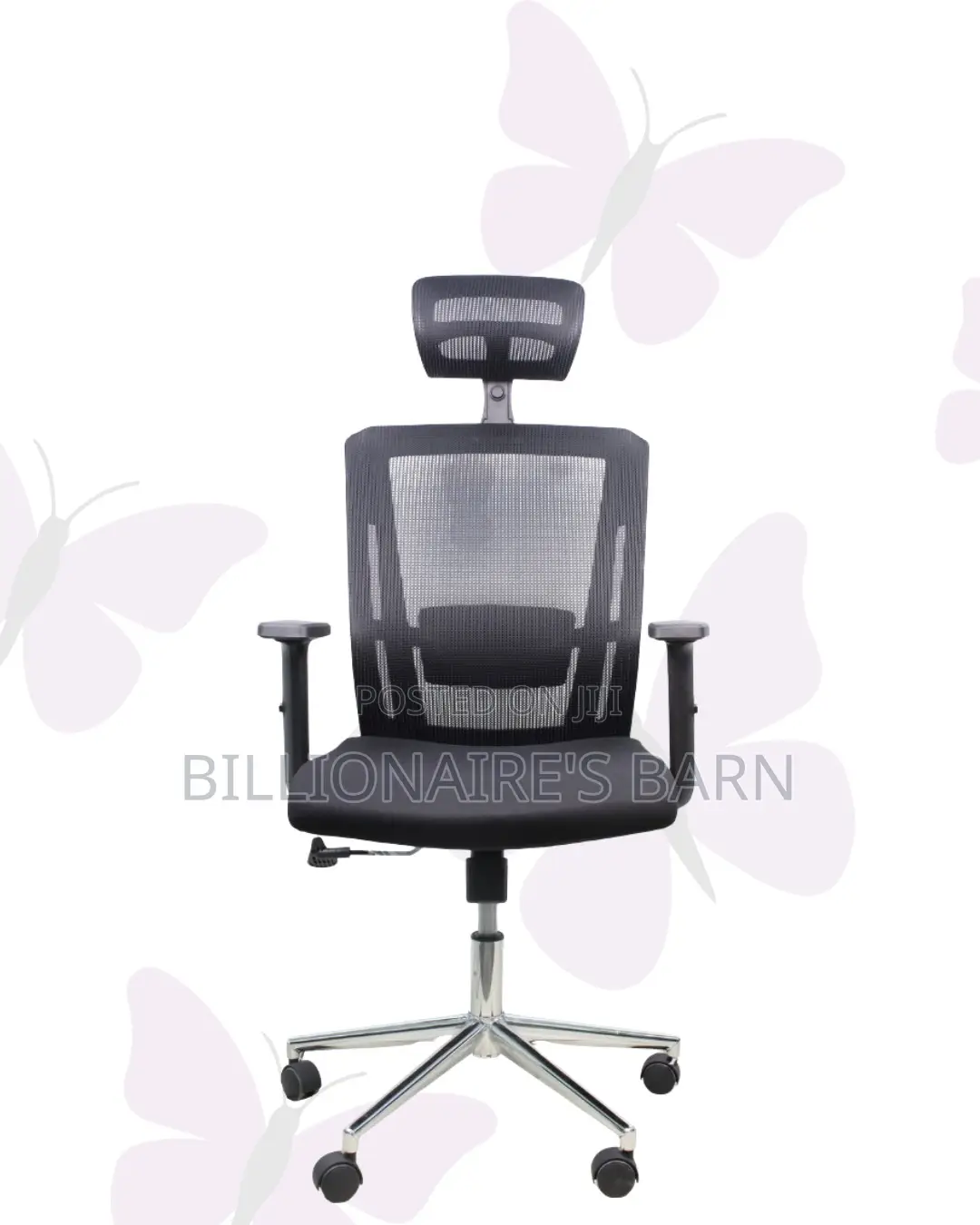 Black Ergonomic Work Chair • Office-Ready Style, Chrome Base Stability