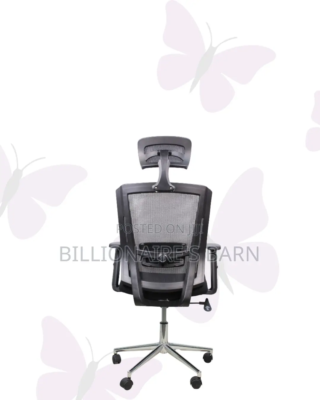 Black Ergonomic Work Chair • Office-Ready Style, Chrome Base Stability