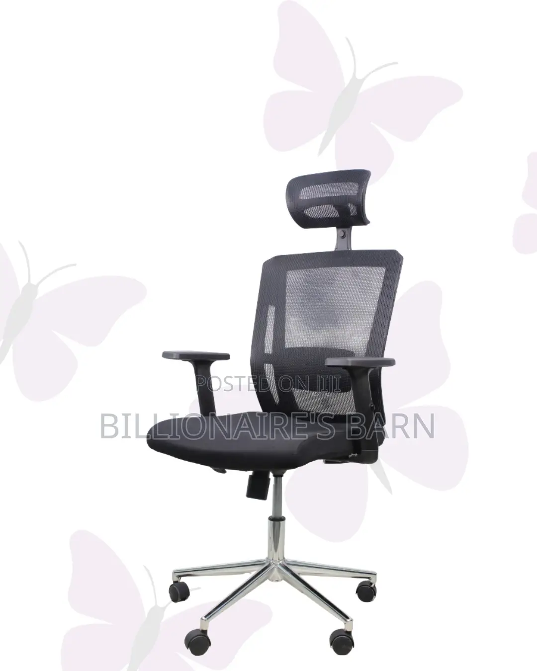 Black Ergonomic Work Chair • Office-Ready Style, Chrome Base Stability