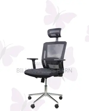 Black Ergonomic Work Chair • Office-Ready Style, Chrome Base Stability