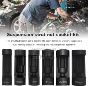6 Pcs,Shock Absorber Strut Nut Removal Tool, 1⁄2” Suspension Sockets