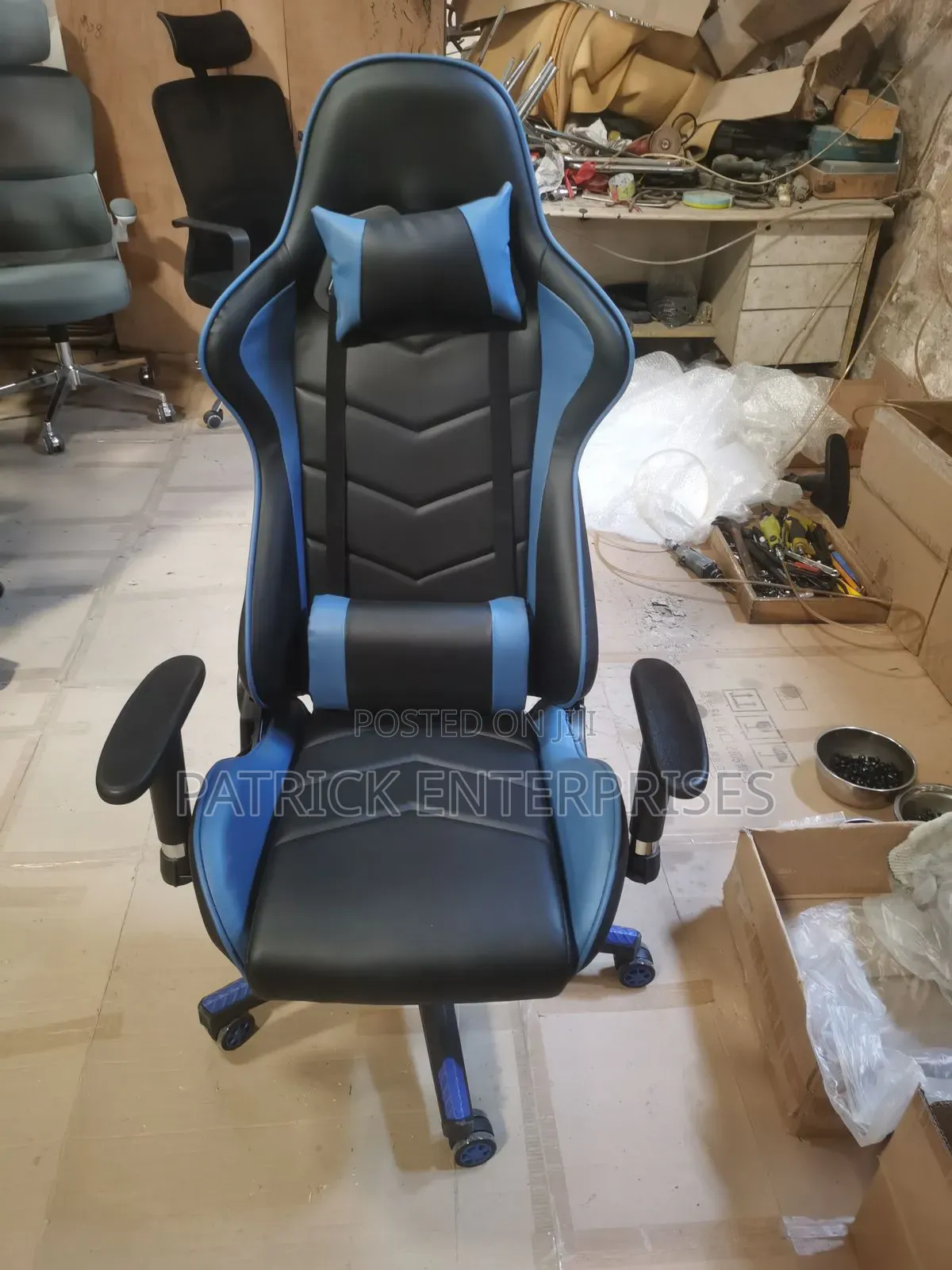 Imported Modern Office/ Home Gaming Chair Black- Blue