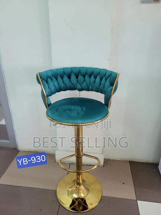 Blue Leathered Barstool