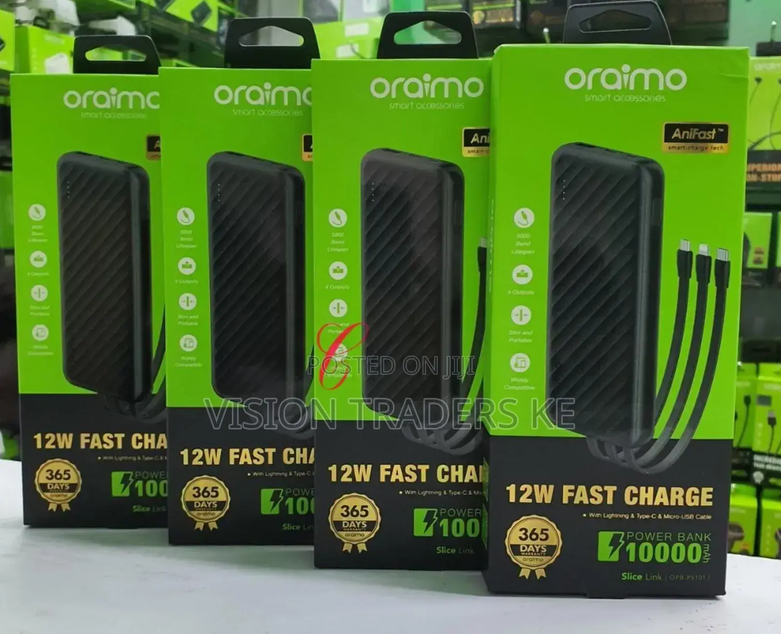 Oraimo Slice Link Opb-P5101 10,000mah Power Bank With Built-in Cables