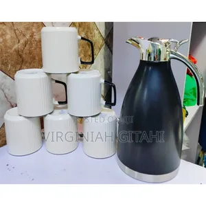 6pc Japanese Concise Mugs + 
2ltrs Black Jp Flask.