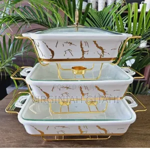 3pcs Ceramic Chaffing Dish Set 
*Comes With the Stands*