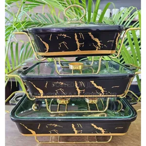 3pcs Ceramic Chaffing Dish Set 
*Comes With the Stands*