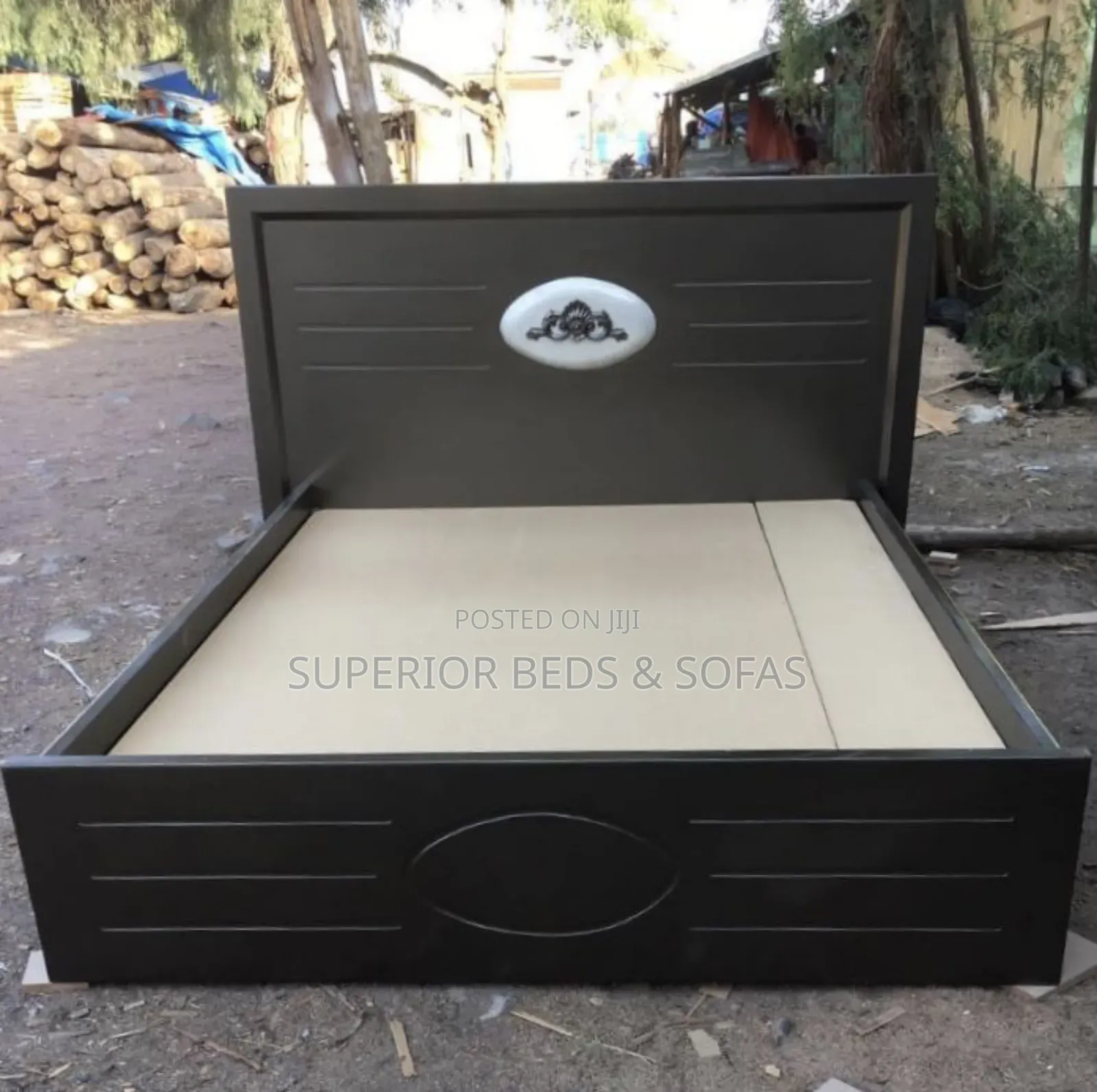 Black Wooden Panel Bed Size 5 × 6