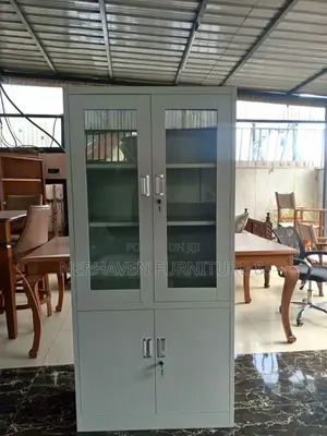 Half Glass Iron Steel Cabinet – Modern Office Storage