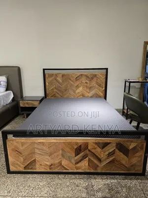 6×6 Wooden Bed With Metal | Strong Modern