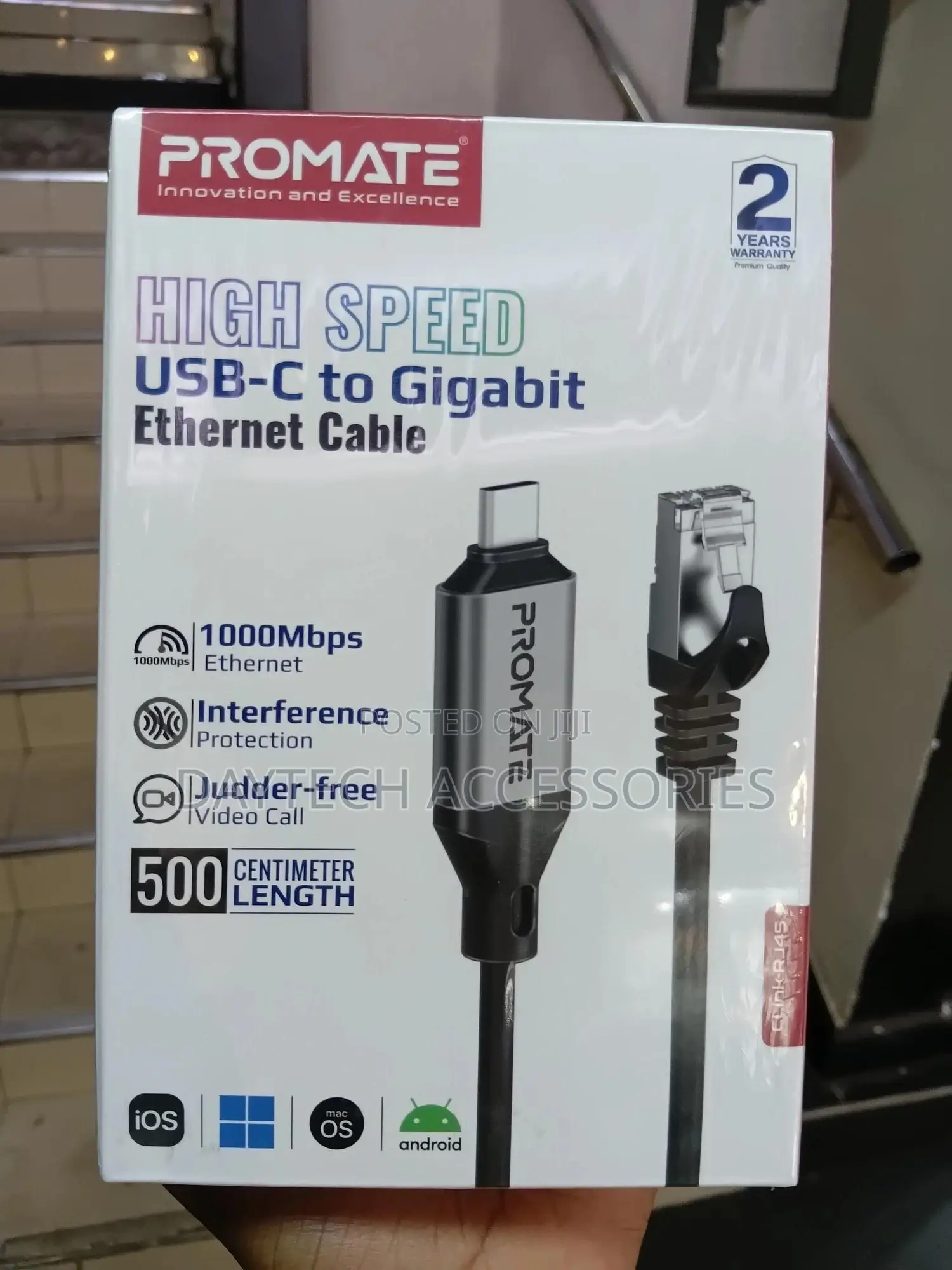 Promate High-Speed Usb-C to Gigabit Ethernet Cable