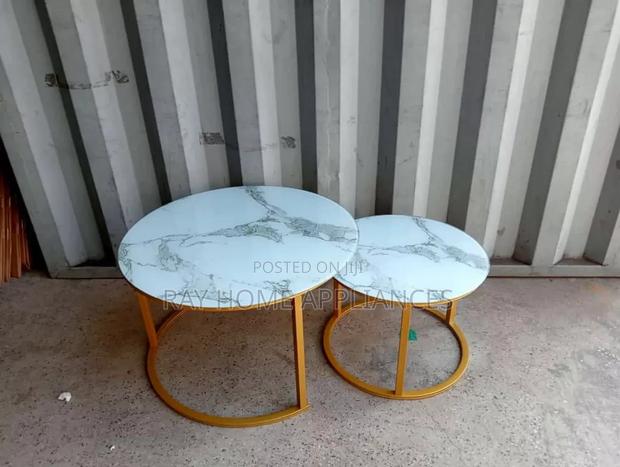 Marble Nesting Coffee Table (Glass Effect) White - main view