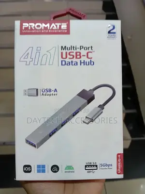 Promate 4 in 1 Multi-Port Usb-C Data Hub