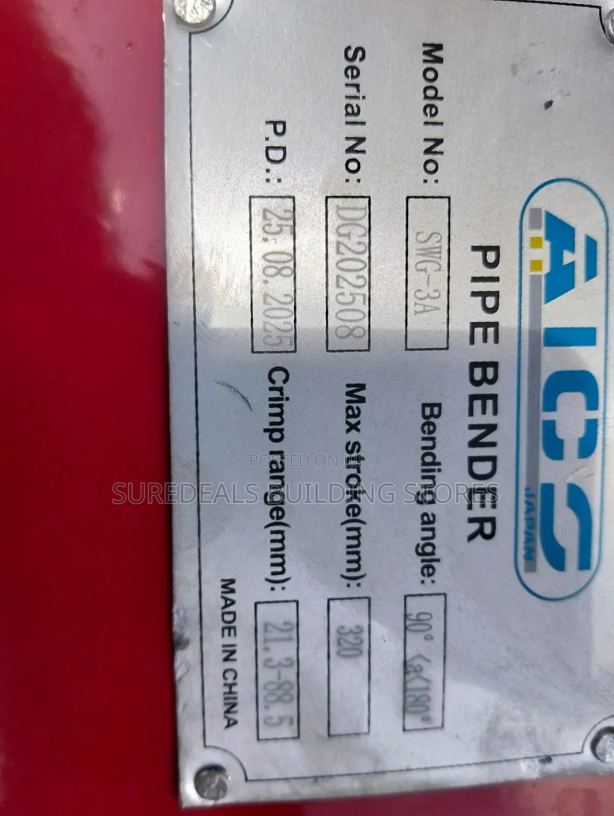 Aic0 Japan Swg-3a Hydraulic Pipe Bender.