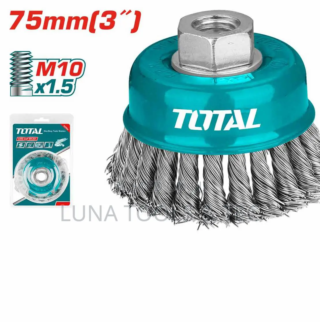 Total Tac32031 Wire Cup Brush
Dia: 75mm, 3"