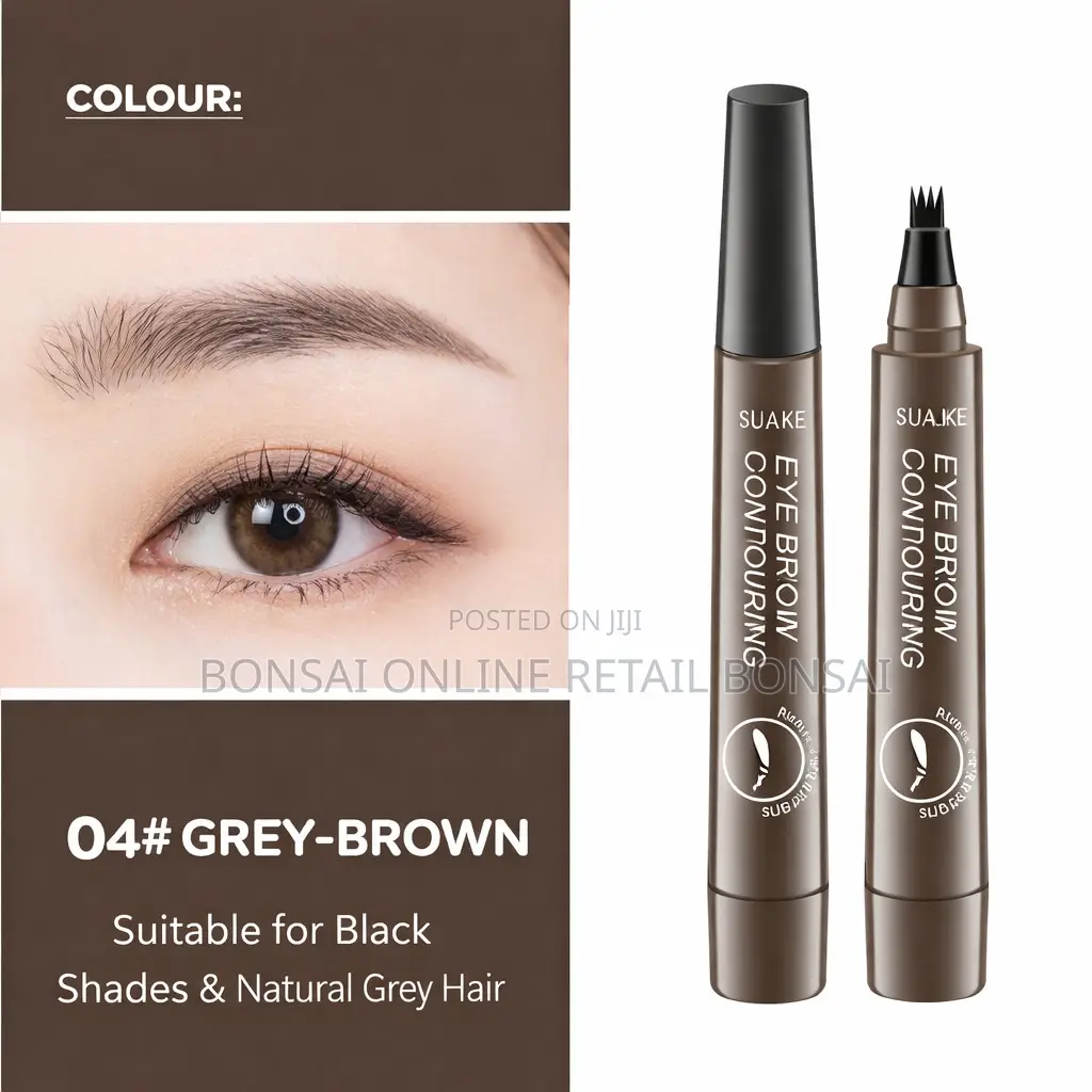 Quad-Tip Dark Brown Eyebrow Pen for Natural Hairlike Strokes Full Brow